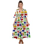 Colorful rectangles                                                                        Kimono Sleeve Boho Dress