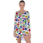 Colorful rectangles                                                                        Asymmetric Cut-Out Shift Dress