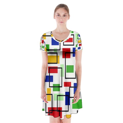 Colorful rectangles                                                                          Short Sleeve V