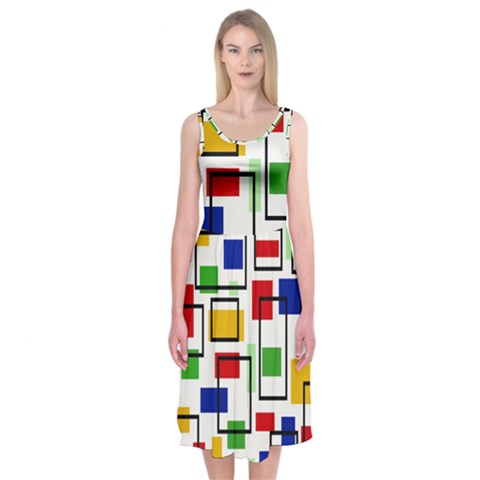 Colorful rectangles                                                                     Midi Sleeveless Dress from ArtsNow.com