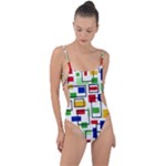 Colorful rectangles                                                                      Tie Strap One Piece Swimsuit