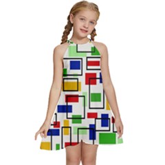 Kids  Halter Collar Waist Tie Chiffon Dress 