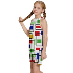 Kids  Halter Collar Waist Tie Chiffon Dress 