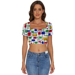 Short Sleeve Square Neckline Crop Top  