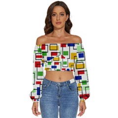 Long Sleeve Crinkled Weave Crop Top 