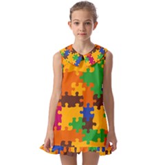 Kids  Pilgrim Collar Ruffle Hem Dress 