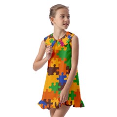 Kids  Pilgrim Collar Ruffle Hem Dress 