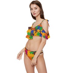 Ruffle Edge Tie Up Bikini Set	 