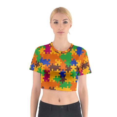 Retro colors puzzle pieces                                                                        Cotton Crop Top from ArtsNow.com