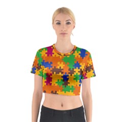 Retro colors puzzle pieces                                                                        Cotton Crop Top from ArtsNow.com