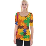 Retro colors puzzle pieces                                                                        Wide Neckline Tee