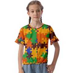 Kids  Cuff Sleeve Scrunch Bottom T-Shirt 