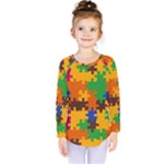 Retro colors puzzle pieces                                                                         Kids  Long Sleeve Tee