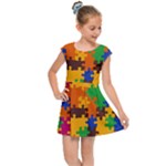 Retro colors puzzle pieces                                                                       Kids Cap Sleeve Dress