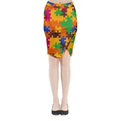 Retro colors puzzle pieces                                                                       Midi Wrap Pencil Skirt from ArtsNow.com