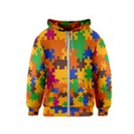 Retro colors puzzle pieces                                                                        Kids Zipper Hoodie