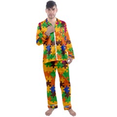 Men s Long Sleeve Satin Pajamas Set 