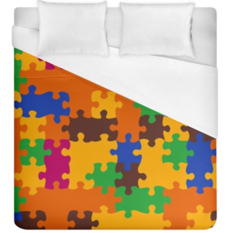 Retro colors puzzle pieces                                                                         Duvet Cover (King Size) from ArtsNow.com