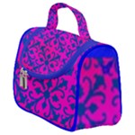  Satchel Handbag w/ Magenta Blue Design