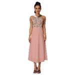 Flower peach blossom Sleeveless Cross Front Cocktail Midi Chiffon Dress