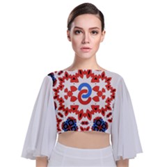 Tie Back Butterfly Sleeve Chiffon Top 