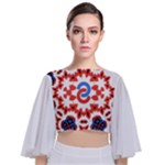 IM Fourth Dimension ADKPS Tie Back Butterfly Sleeve Chiffon Top