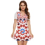 IM Fourth Dimension ADKPS V-Neck High Waist Chiffon Mini Dress