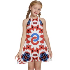 Kids  Halter Collar Waist Tie Chiffon Dress 