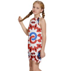 Kids  Halter Collar Waist Tie Chiffon Dress 