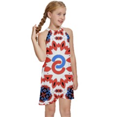 Kids  Halter Collar Waist Tie Chiffon Dress 