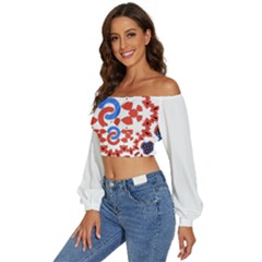 Long Sleeve Crinkled Weave Crop Top 