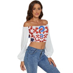 Long Sleeve Crinkled Weave Crop Top 