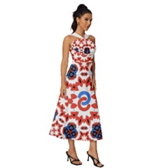 Sleeveless Cross Front Cocktail Midi Chiffon Dress 