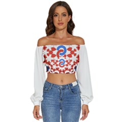 Long Sleeve Crinkled Weave Crop Top 