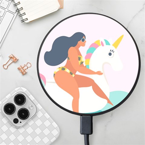 unicorn swimming Wireless Fast Charger(Black) from ArtsNow.com