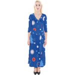 Christmas Pattern Tree Design Quarter Sleeve Wrap Maxi Dress