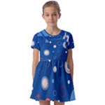 Christmas Pattern Tree Design Kids  Short Sleeve Pinafore Style Dress