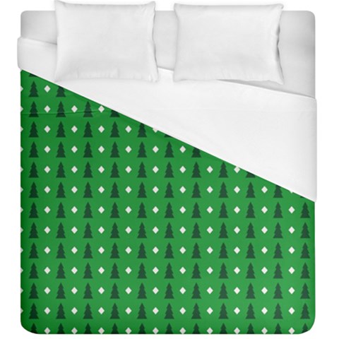 Green Christmas Tree Pattern Background Duvet Cover (King Size) from ArtsNow.com