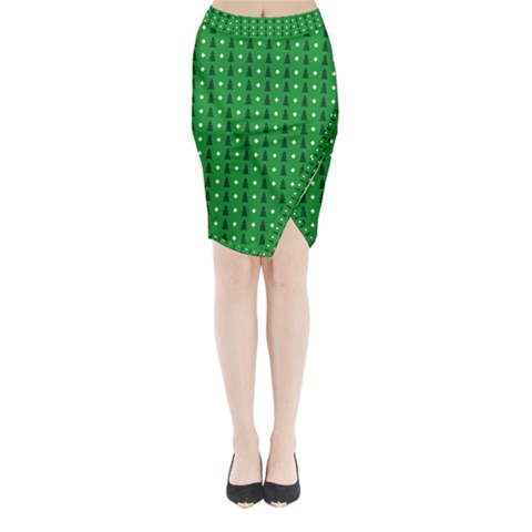 Green Christmas Tree Pattern Background Midi Wrap Pencil Skirt from ArtsNow.com