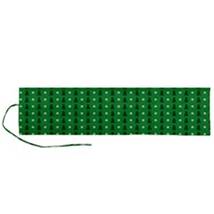 Green Christmas Tree Pattern Background Roll Up Canvas Pencil Holder (L) from ArtsNow.com