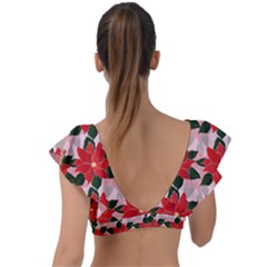 Plunge Frill Sleeve Bikini Top 