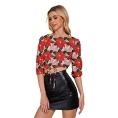 Mid Sleeve Drawstring Hem Top 