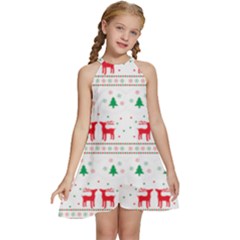 Kids  Halter Collar Waist Tie Chiffon Dress 