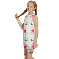 Kids  Halter Collar Waist Tie Chiffon Dress 