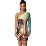 Woman digital art Long Sleeve One Shoulder Mini Dress