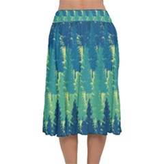 Velvet Flared Midi Skirt 