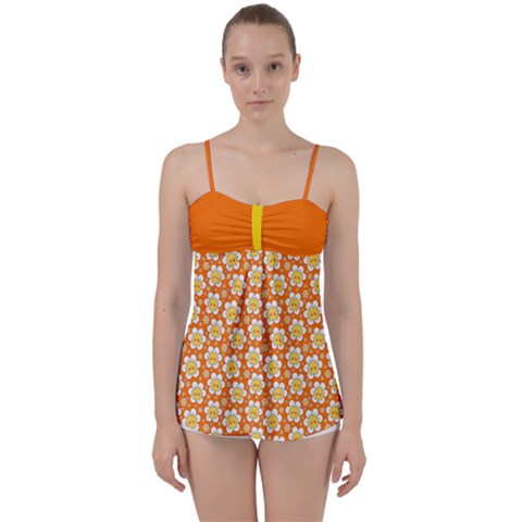 cute smile face chamomile Babydoll Tankini Top from ArtsNow.com