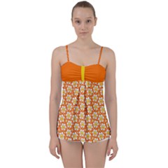 cute smile face chamomile Babydoll Tankini Top from ArtsNow.com