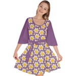 cute smile face chamomile Velour Kimono Dress