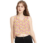 cute smile face chamomile V-Neck Cropped Tank Top